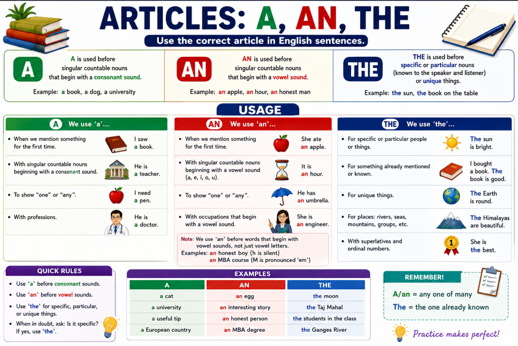 Fill in the gaps with articles
